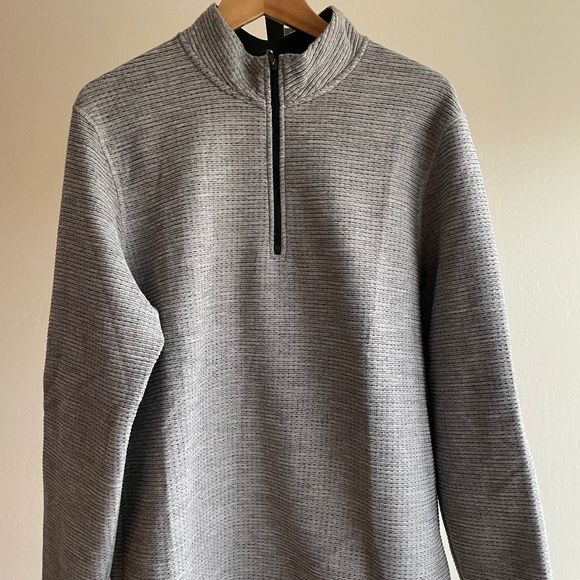 Adidas Golf Other - Men's Adidas AdiPure Grey Waffle Fleece Quarter-zip Sweater, Size L